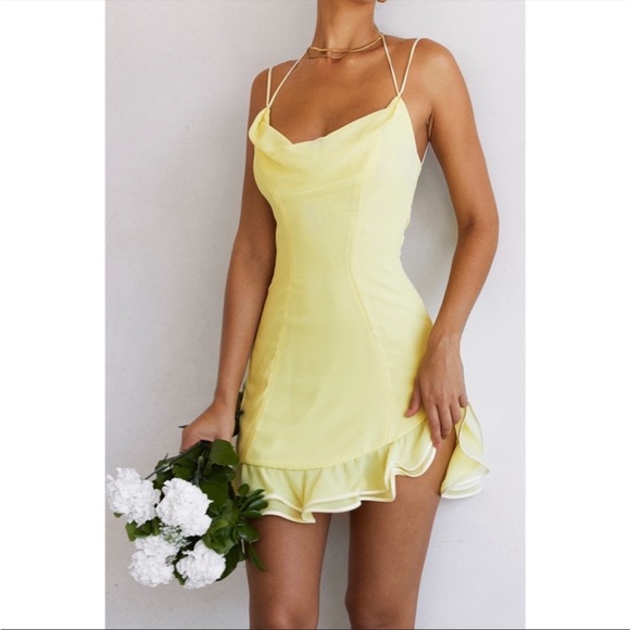 HOUSE OF CB 'Rossella' Buttercup Ruffle Mini Dress NWOT - Picture 6 of 13